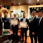 I due nuovi Accademici affiancati dai presentatori, dal Delegato e dal sindaco di Imola Marco Panieri 