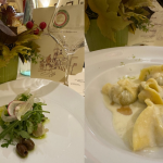 Insalatina di zampetti di maiale; Tortelli ripieni di pecora al cotturo