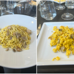 Dal menu: tagliolini con prugnoli; frittata con prugnoli