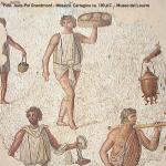 Il mosaico nella foto proviene da Cartagine, ca 180 d.C. conservato al Museo del Louvre; la foto è di Jean-Paul Grandmont)